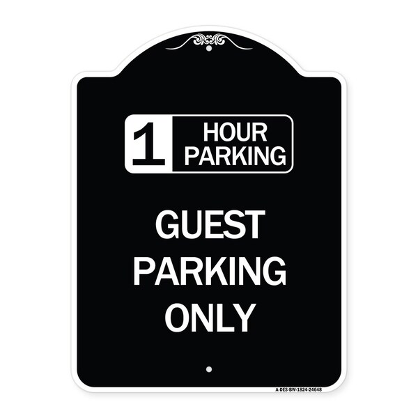 Signmission 1 Hour Parking Guest Parking Only Heavy-Gauge Aluminum Architectural Sign, 24" x 18", BW-1824-24648 A-DES-BW-1824-24648 - main